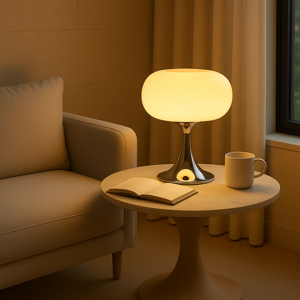 RetroGlow Lampa stołowa | Styl Bauhaus | Szkło i żelazo | Ciepłe światło | E27 | 90-260V