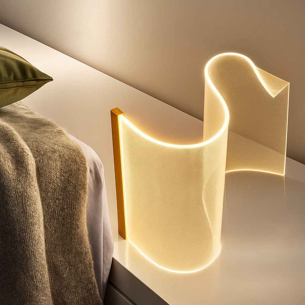 NovaFold | Lampada da Tavolo Astratta in Acrilico – Design Artistico – LED – Oggetto Luminoso Unico