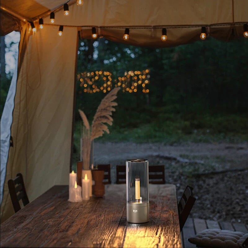 GlowLume | Lampa stołowa LED z efektem światła świecy – ściemnialna i ładowalna – aluminiowy design – 12 godzin użytkowania – do użytku wewnętrznego i zewnętrznego