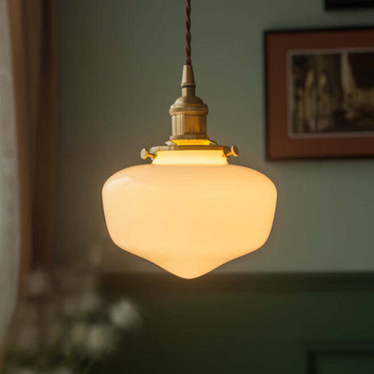 VINTORA Lampa wisząca – Vintage mosiężna latarnia z szklanym kloszem – Oprawka E26/E27