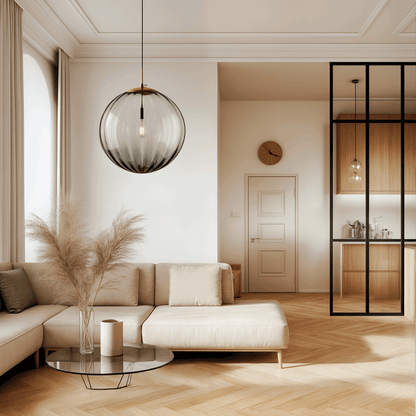 SOLENZA Szklana Lampa Wisząca – Ciepłe Oświetlenie Atmosferyczne z Kryształowymi Akcentami