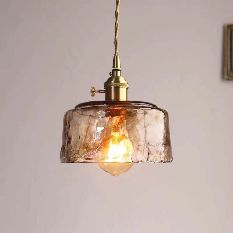 Vintagea Retro Hanglamp – Goud Metalen Design met Glazen Kap – Verstelbaar & E27 Fitting