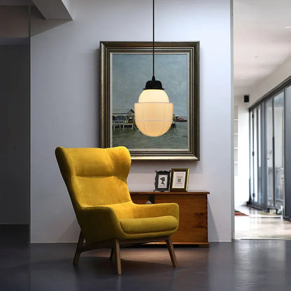 VintageGlow Lampada a Sospensione | Design Geometrico in Vetro Opaco – Attacco E27