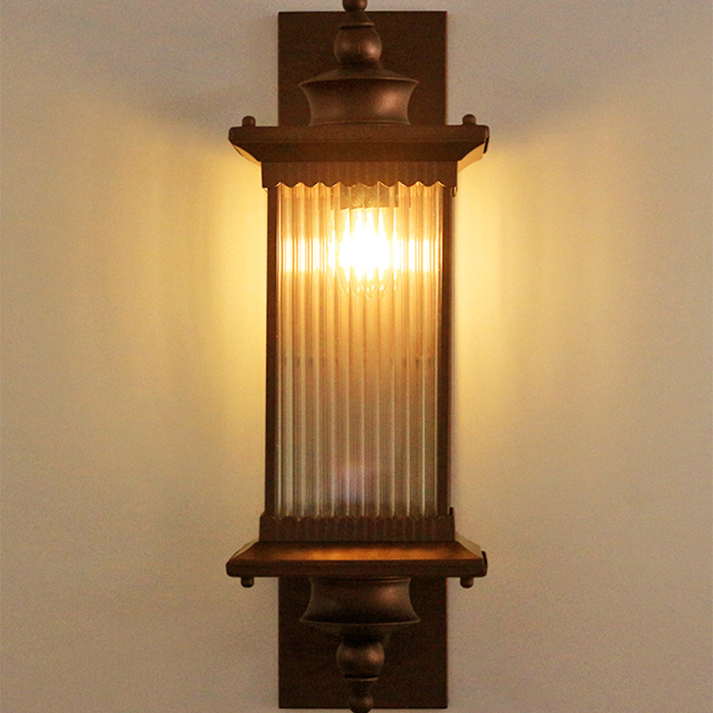 BRAVENO Lampa ścienna – Vintage lampa zewnętrzna z prostokątnym wzorem – Aluminium i szkło – Oprawka E27
