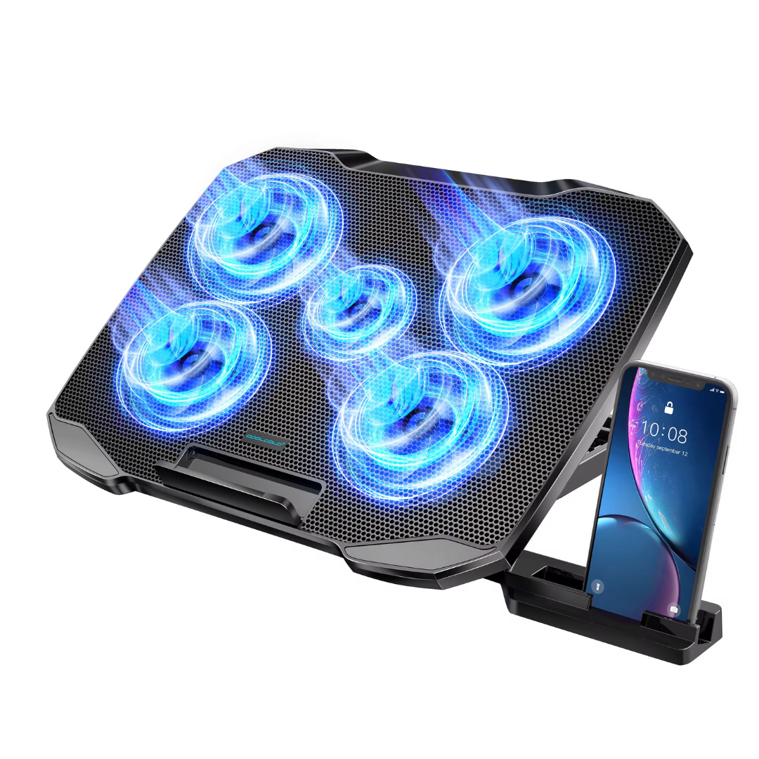 Livingnova ProCool Chłodzenie do laptopa do 17” | Regulowana podstawka z 5 wentylatorami