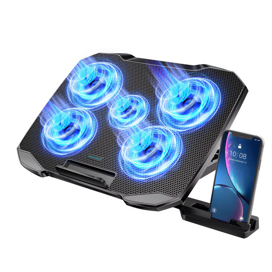Livingnova ProCool Chłodzenie do laptopa do 17” | Regulowana podstawka z 5 wentylatorami