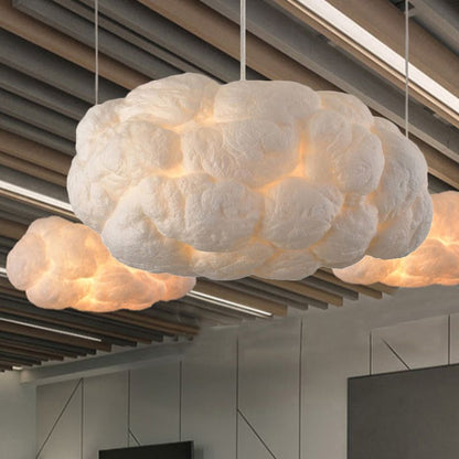 CloudNova - Designerska lampa wisząca LED Chmura biała PVC/bawełna