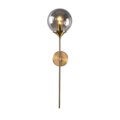 LUMENZA | Lampada da parete con globo in vetro fumé – Cornice color oro – E27 – 50 cm