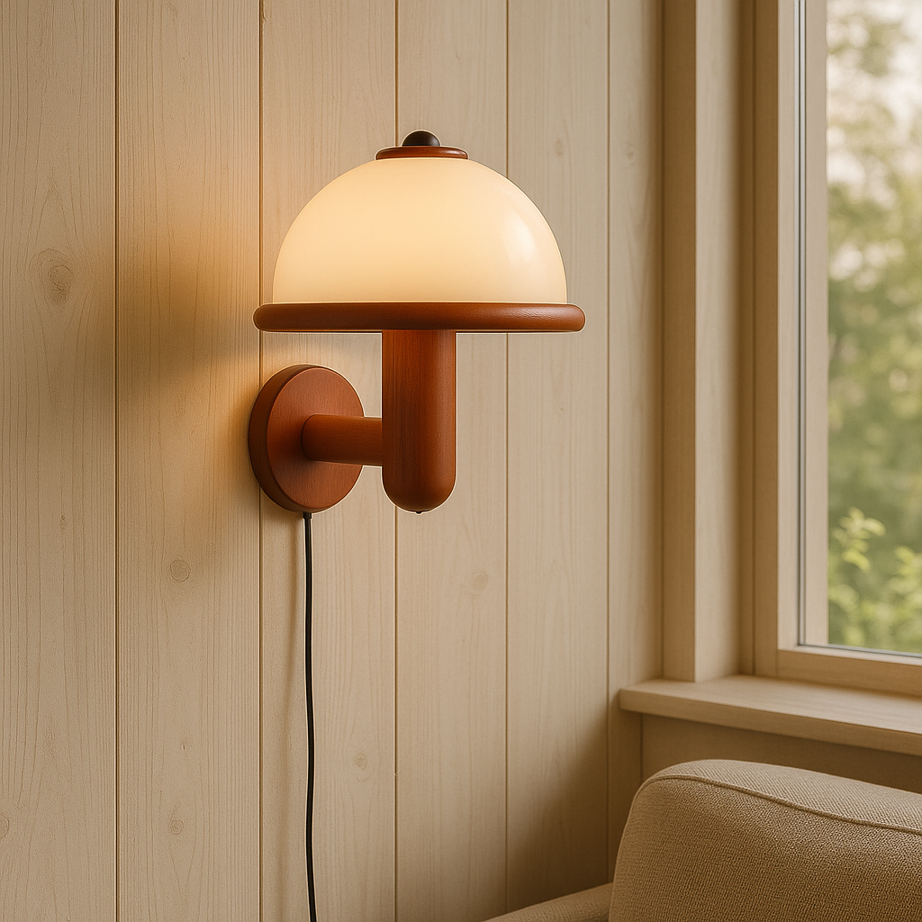 NordShroom | Lampada da parete in legno in stile fungo scandinavo