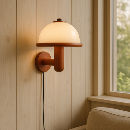 NordShroom | Lampada da parete in legno in stile fungo scandinavo