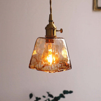 Vintagea Retro Hanglamp – Goud Metalen Design met Glazen Kap – Verstelbaar & E27 Fitting