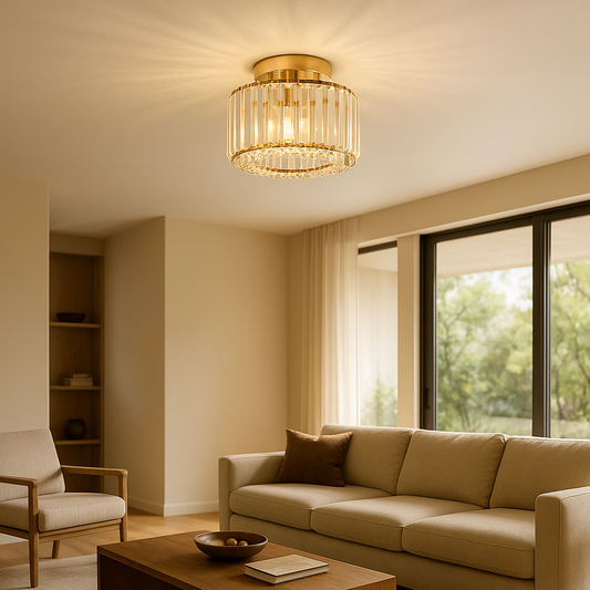 Lampa sufitowa Brilliance Kristallen | Okrągła Ø17cm | Kolor złoty | Luksusowy design | Oprawka E27