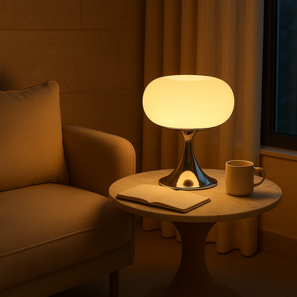 RetroGlow Lampa stołowa | Styl Bauhaus | Szkło i żelazo | Ciepłe światło | E27 | 90-260V