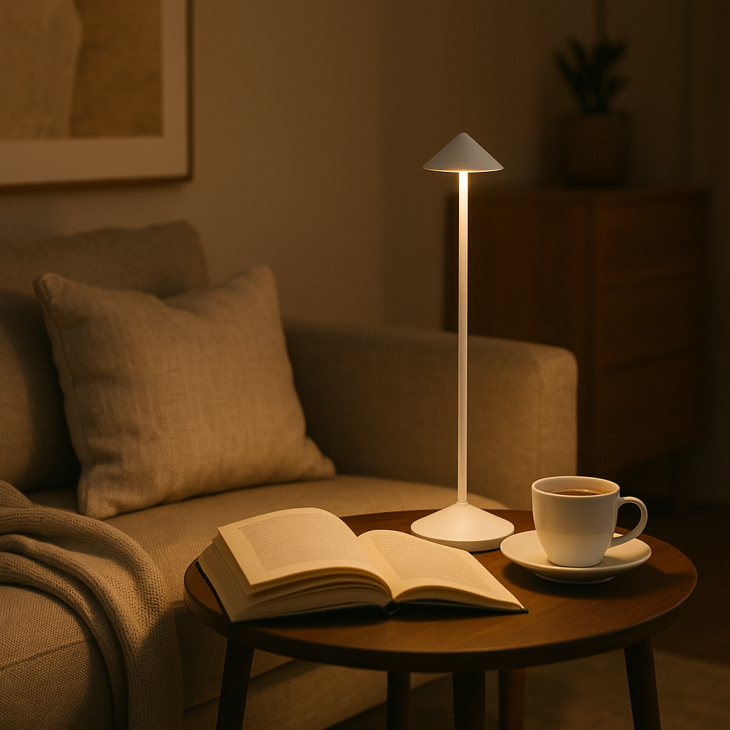 Lumelair | Minimalistyczna lampa stołowa LED - wodoodporne i ściemnialne oświetlenie bezprzewodowe