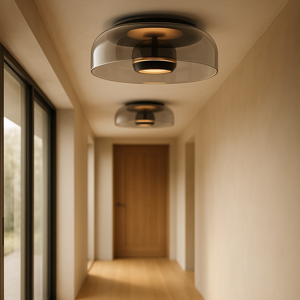 CrystalShine Lampada da Soffitto LED Moderna | Lampada in Vetro con Luce Calda per Corridoio o Ingresso