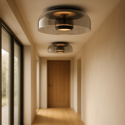 CrystalShine Lampada da Soffitto LED Moderna | Lampada in Vetro con Luce Calda per Corridoio o Ingresso