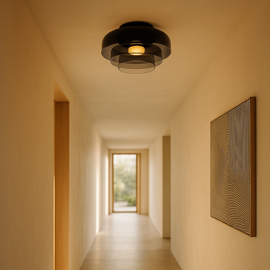 GlassLuxe Nowoczesna Lampa Sufitowa | Szklana Lampa Sufitowa z Ciepłym LED do Salonu lub Sypialni