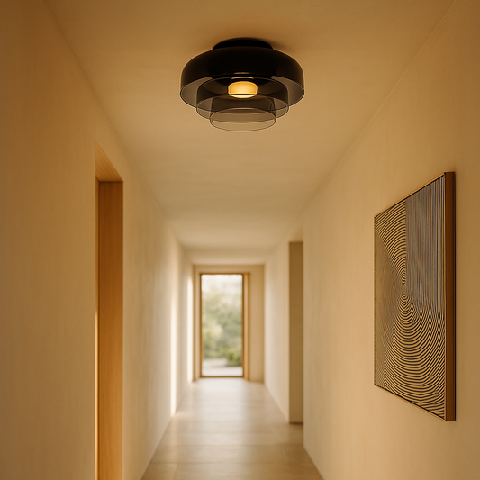 GlassLuxe Nowoczesna Lampa Sufitowa | Szklana Lampa Sufitowa z Ciepłym LED do Salonu lub Sypialni