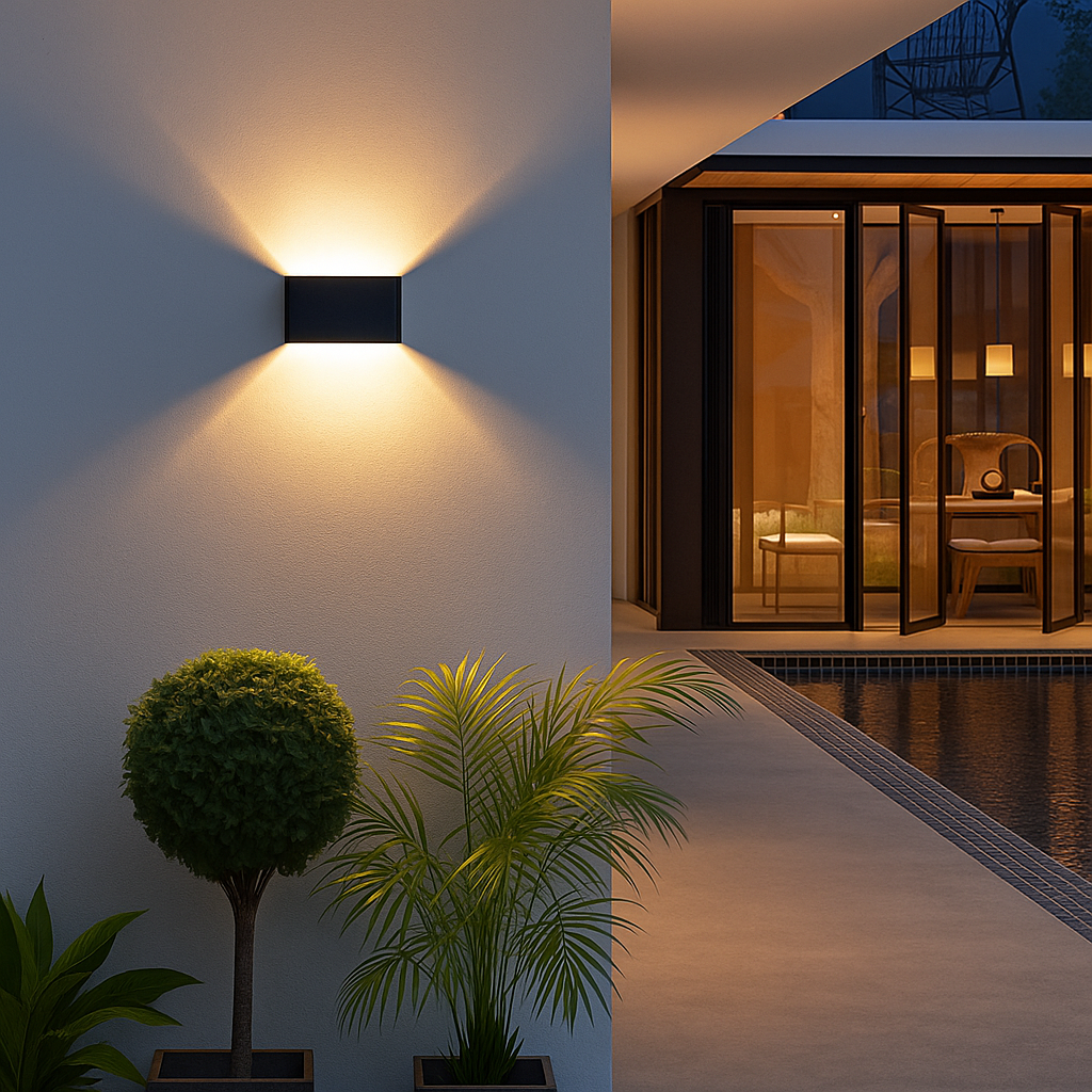 Sunzo | Lampada da parete per interni – Alluminio impermeabile – Design scandinavo con vetro grigio – Per corridoio, camera da letto e ingresso