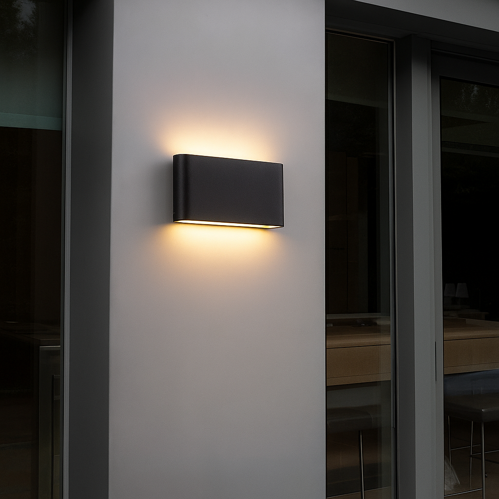 Sunzo | Lampada da parete per interni – Alluminio impermeabile – Design scandinavo con vetro grigio – Per corridoio, camera da letto e ingresso