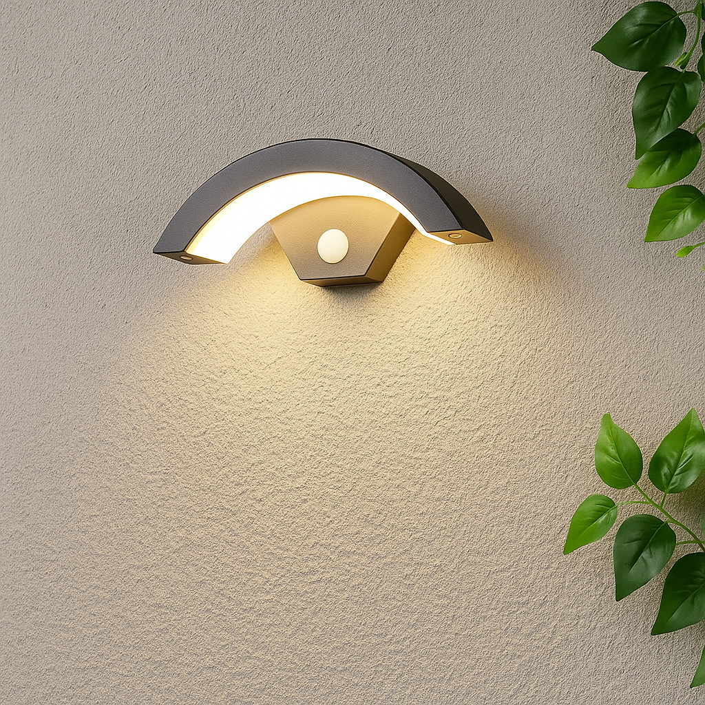 Lunaris | Nowoczesna zewnętrzna lampa ścienna z czujnikiem ruchu – 12W LED – IP65 – energooszczędna