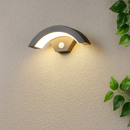 Lunaris | Nowoczesna zewnętrzna lampa ścienna z czujnikiem ruchu – 12W LED – IP65 – energooszczędna