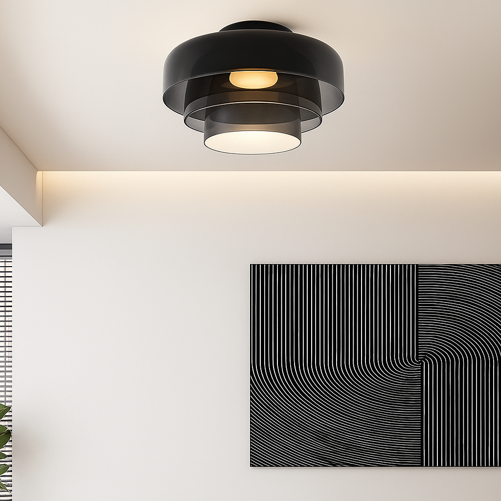 GlassLuxe Nowoczesna Lampa Sufitowa | Szklana Lampa Sufitowa z Ciepłym LED do Salonu lub Sypialni