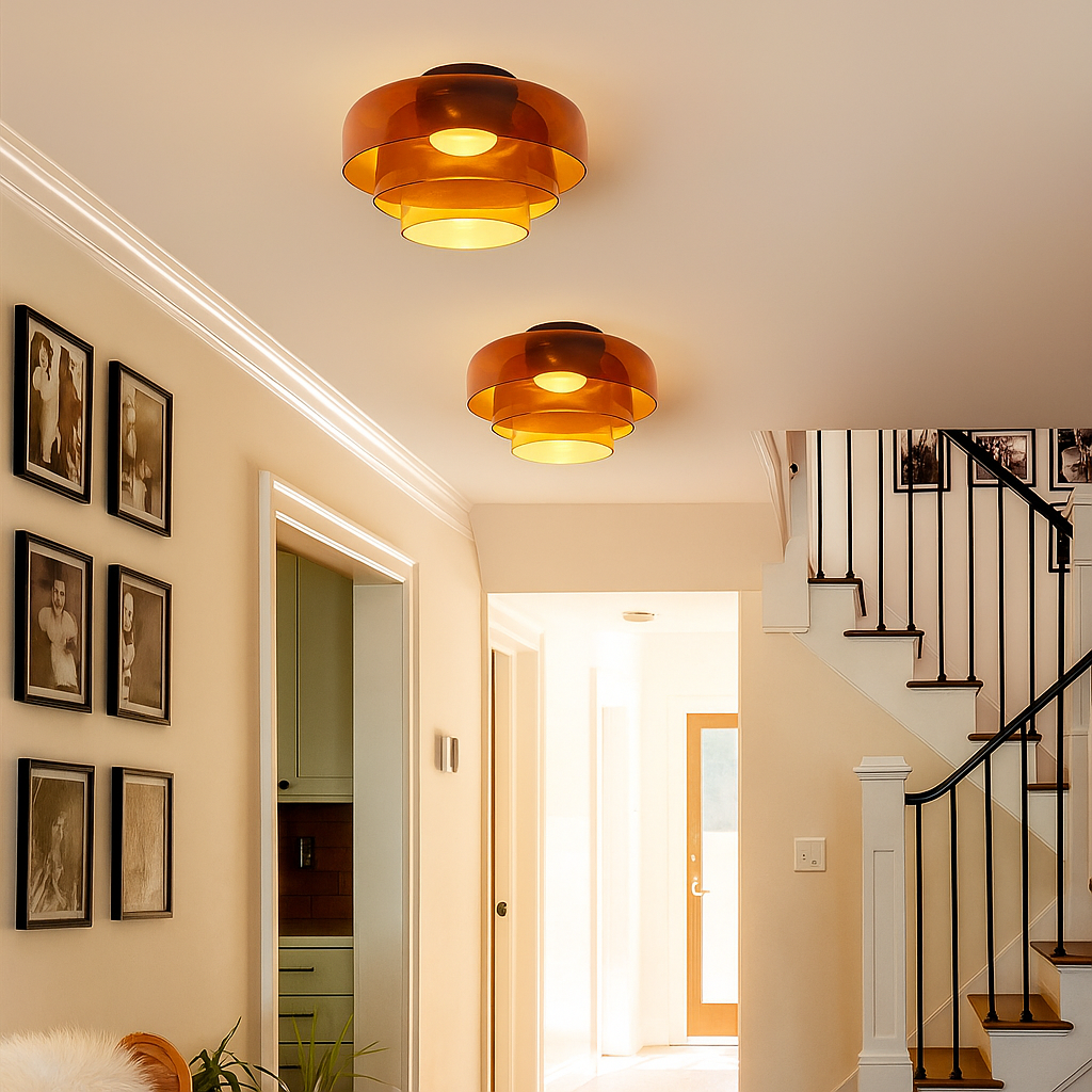 GlassLuxe Nowoczesna Lampa Sufitowa | Szklana Lampa Sufitowa z Ciepłym LED do Salonu lub Sypialni