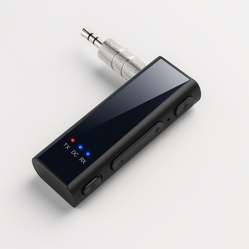 SkyFlyer Pro | Draadloze Bluetooth Vliegtuigadapter – 2-in-1 Zender & Ontvanger – AUX & Type-C – Met Microfoon