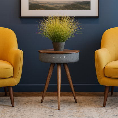 AurisTable | Głośnik Bluetooth Stolik boczny – Dźwięk 360° – Nowoczesny i kompaktowy design – Bezprzewodowy