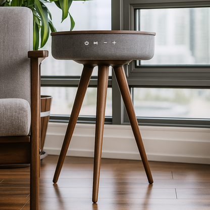 AurisTable | Głośnik Bluetooth Stolik boczny – Dźwięk 360° – Nowoczesny i kompaktowy design – Bezprzewodowy