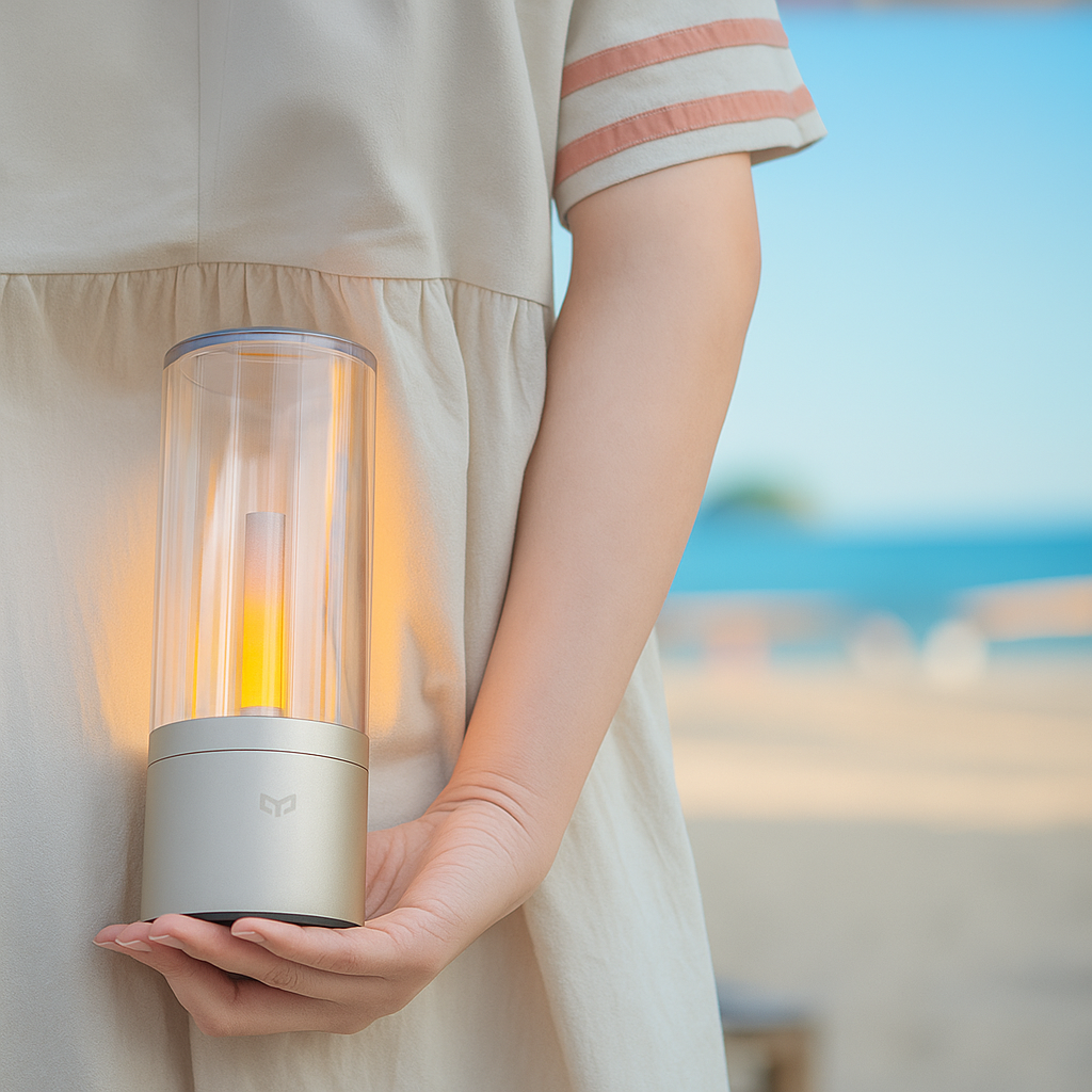 GlowLume | Lampa stołowa LED z efektem światła świecy – ściemnialna i ładowalna – aluminiowy design – 12 godzin użytkowania – do użytku wewnętrznego i zewnętrznego