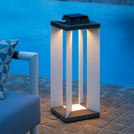 SolLumina | Lampa ogrodowa solarna – stal nierdzewna – oświetlenie zewnętrzne LED – nowoczesny design – ciepłe białe światło – 2 rozmiary