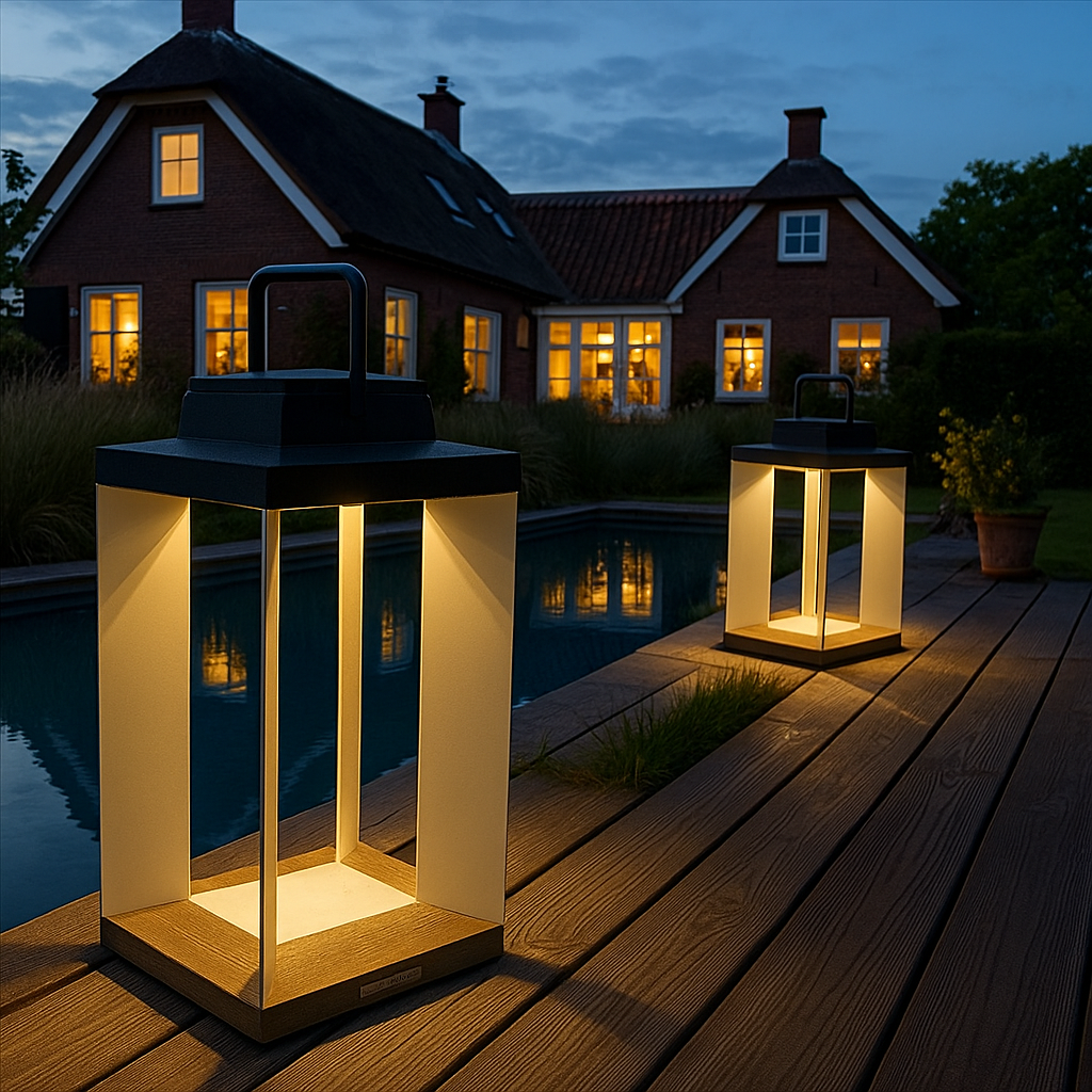 SolLumina | Lampa ogrodowa solarna – stal nierdzewna – oświetlenie zewnętrzne LED – nowoczesny design – ciepłe białe światło – 2 rozmiary