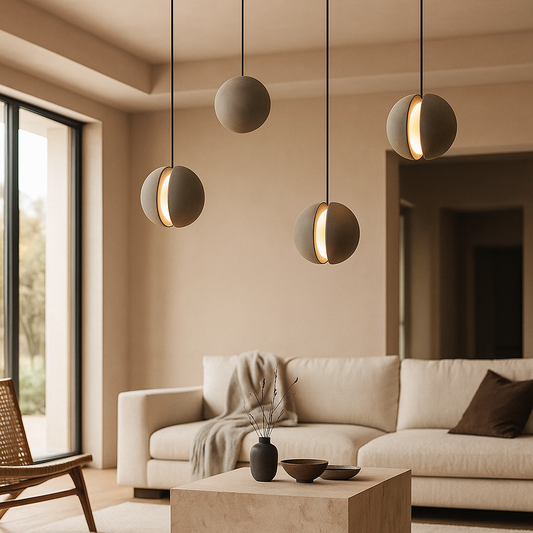 BetonoGlow | Lampada a Sospensione in Cemento Minimalista – LED – Illuminazione d'Ambiente Moderna – Open Box