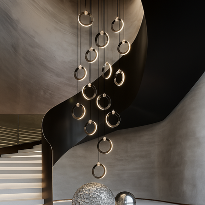 KhaatemLuce – Futurystyczna lampa wisząca LED z wieloma pierścieniami – regulowana wysokość – nowoczesny design