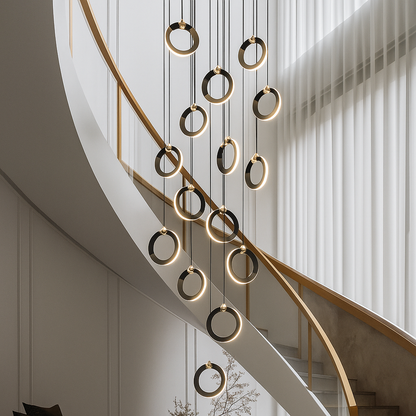KhaatemLuce – Futurystyczna lampa wisząca LED z wieloma pierścieniami – regulowana wysokość – nowoczesny design