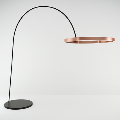 Halo – Design Vloerlamp met Gebogen Arm en LED Ringen – Aluminium & Acryl – Modern Interieur