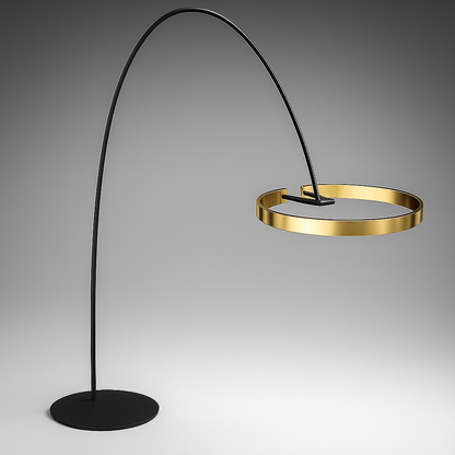 Halo – Design Vloerlamp met Gebogen Arm en LED Ringen – Aluminium & Acryl – Modern Interieur