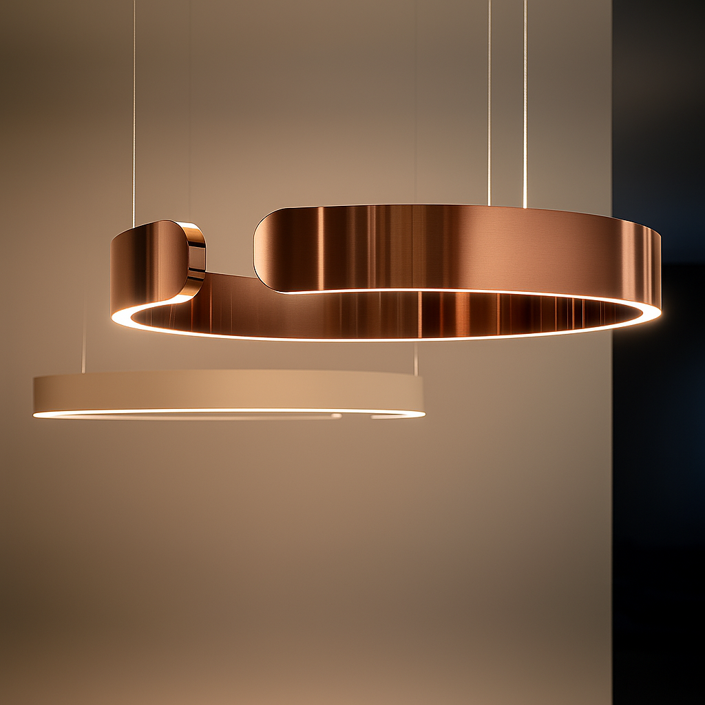 LuxeNova – Lampada a sospensione LED moderna rotonda – Nero/Bianco/Oro/Oro rosa – Lampada a sospensione dimmerabile – Ø40 cm – Metallo