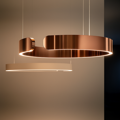 LuxeNova – Lampada a sospensione LED moderna rotonda – Nero/Bianco/Oro/Oro rosa – Lampada a sospensione dimmerabile – Ø40 cm – Metallo