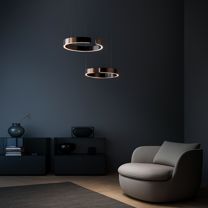 LuxeNova – Lampada a sospensione LED moderna rotonda – Nero/Bianco/Oro/Oro rosa – Lampada a sospensione dimmerabile – Ø40 cm – Metallo