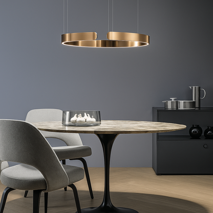 LuxeNova – Lampada a sospensione LED moderna rotonda – Nero/Bianco/Oro/Oro rosa – Lampada a sospensione dimmerabile – Ø40 cm – Metallo