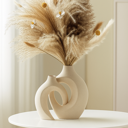 ScandiVase | Zestaw 2 minimalistycznych ceramicznych wazonów w kolorze białym lub czarnym