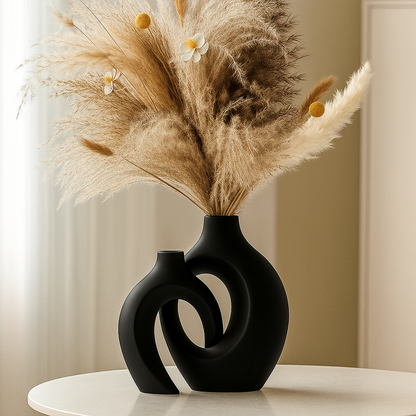 ScandiVase | Zestaw 2 minimalistycznych ceramicznych wazonów w kolorze białym lub czarnym
