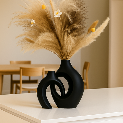 ScandiVase | Zestaw 2 minimalistycznych ceramicznych wazonów w kolorze białym lub czarnym