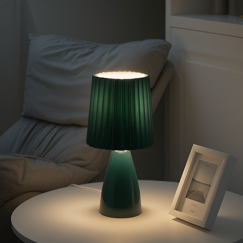 Apollo Lampa stołowa | Lampa w stylu mid-century z abażurem plisowanym i oświetleniem LED