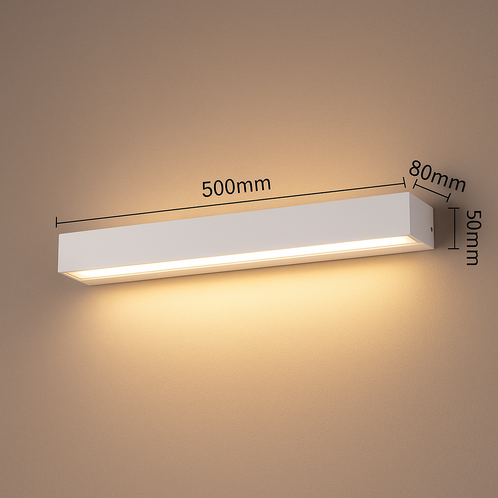 Lumistra | Lampa ścienna LED do wnętrz i na zewnątrz – wodoodporna IP65 – czarna/biała – 20/30/50 cm – ciepłe/naturalne/zimne światło