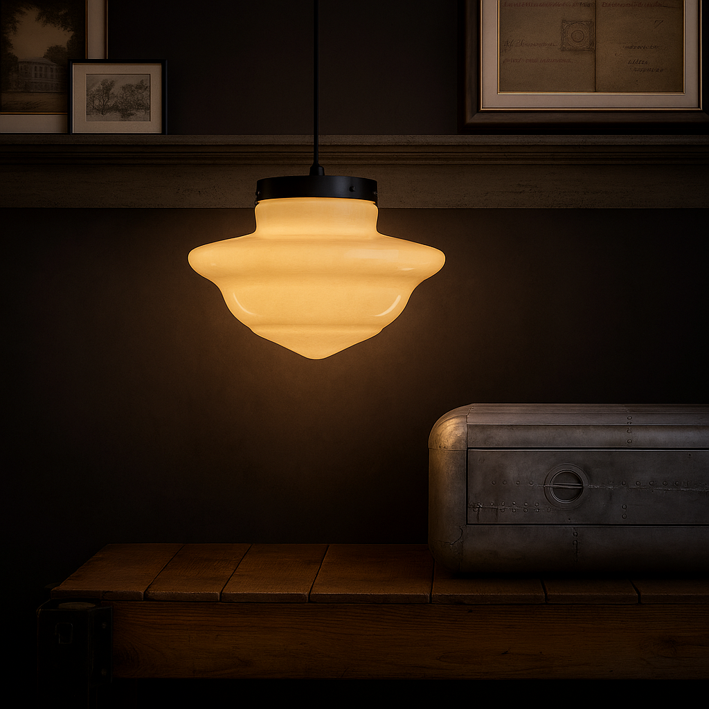 VintageGlow Lampada a Sospensione | Design Geometrico in Vetro Opaco – Attacco E27