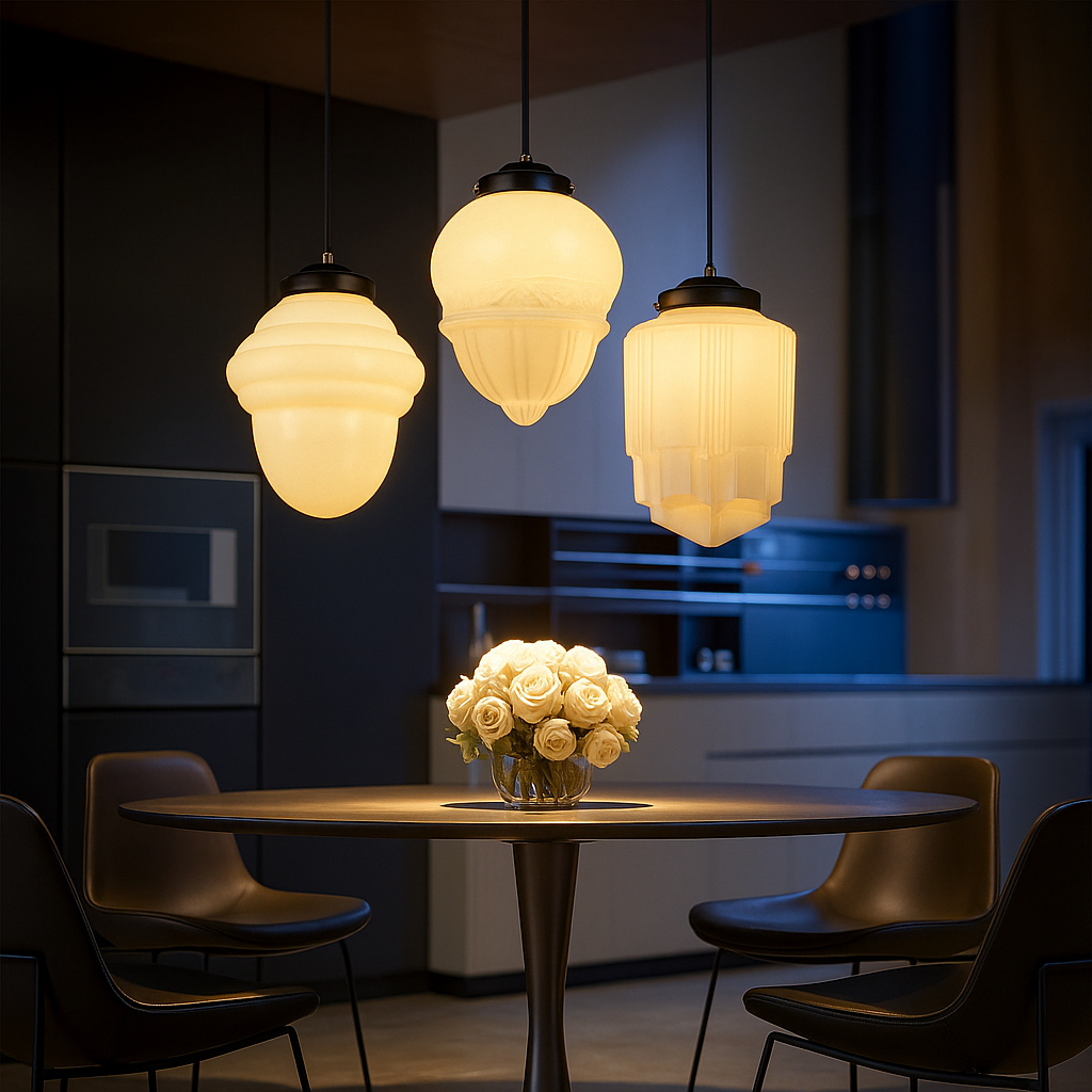 VintageGlow Lampada a Sospensione | Design Geometrico in Vetro Opaco – Attacco E27